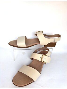Munro Cleo Sandals Cream Leather Low Block Heel Women Size 11N